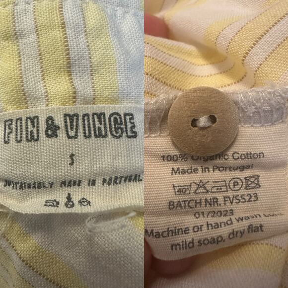 Fin & Vince Butter Yellow Stripe Button Front Shirt Dress Coastal French Country - Picture 10 of 10